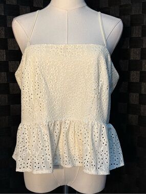 a new day White Eyelet Peplum Cami